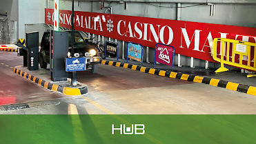 exit of Casino Malta parking area, with HUB barrier and frictionless lane thanks to LPR cameras
